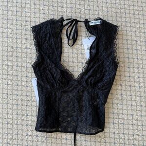 Princess Polly Black Sheer Lace Halter Top